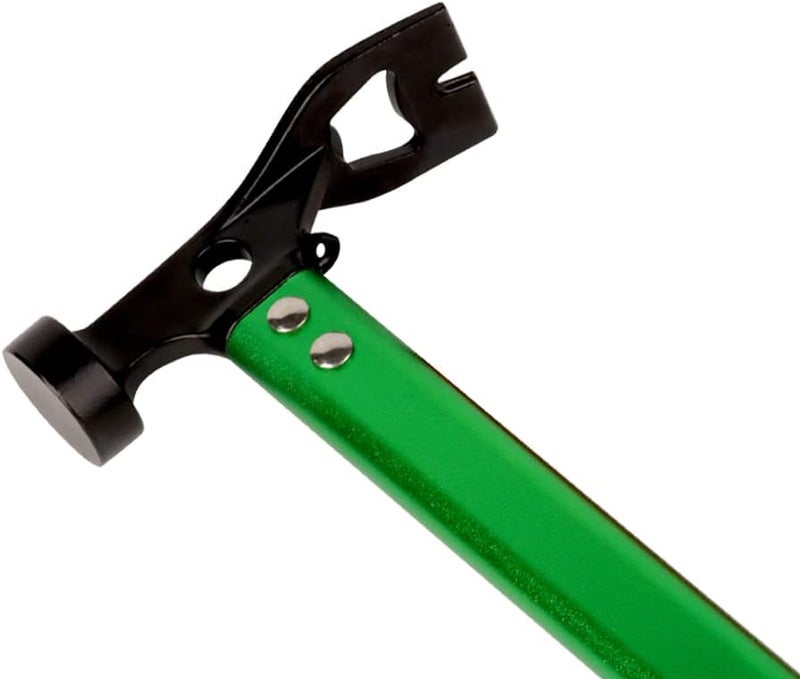 RIY Carbon Steel Aluminum Camping Hammer, 12" Small Lightweight Three-in-One Functional Tent Stake Hammer for Hiking Kit Green - Image 2